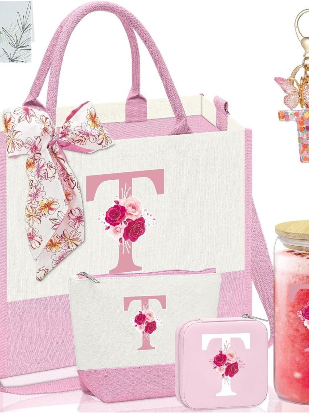 Birthday Gift for Women,Initial Canvas Tote Bag,Personalized Gifts for Women,16o - Picture 1 of 7